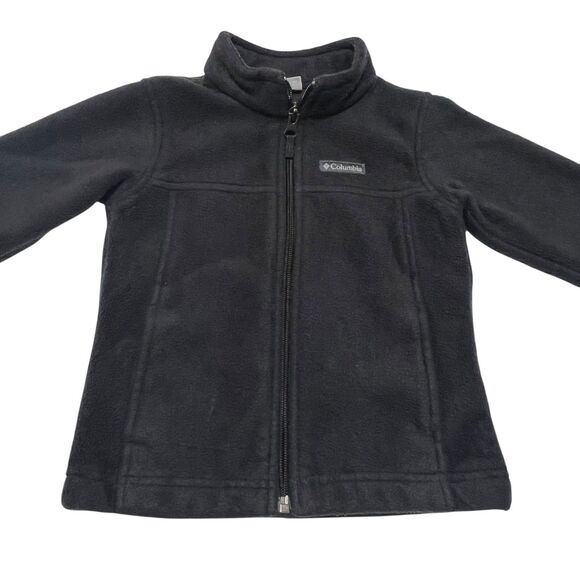 Columbia Kids Black Fleece Jacket Full Zip Mock Neck Size 3T Toddler Coat - Picture 7 of 9